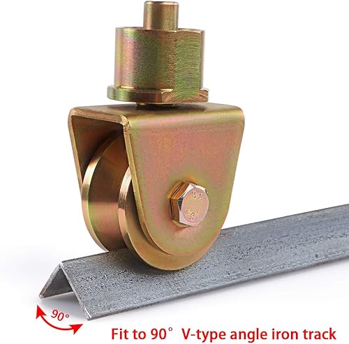 Miniatura 4 de Skelang Sliding Gate Wheels 2.5”, V Groove Caster with 360 Degree Rotational Stem, V Track Gate Roller for Foldable Sliding Gate, Total Load