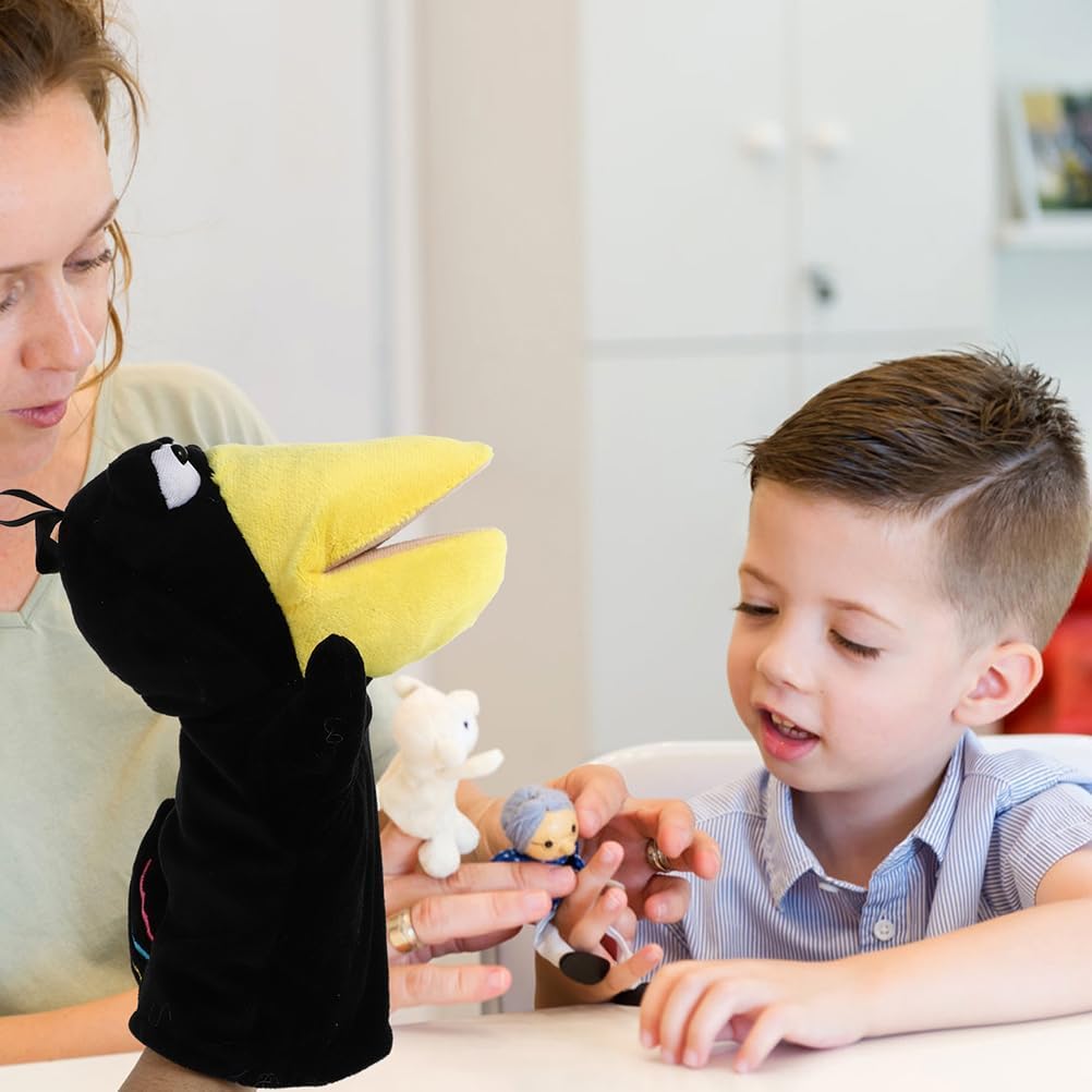 LUOZZY 2pcs Crow Hand Puppets Kids Cartoon Animal Puppet Toys Story Telling Hand Puppets Children Creative Present