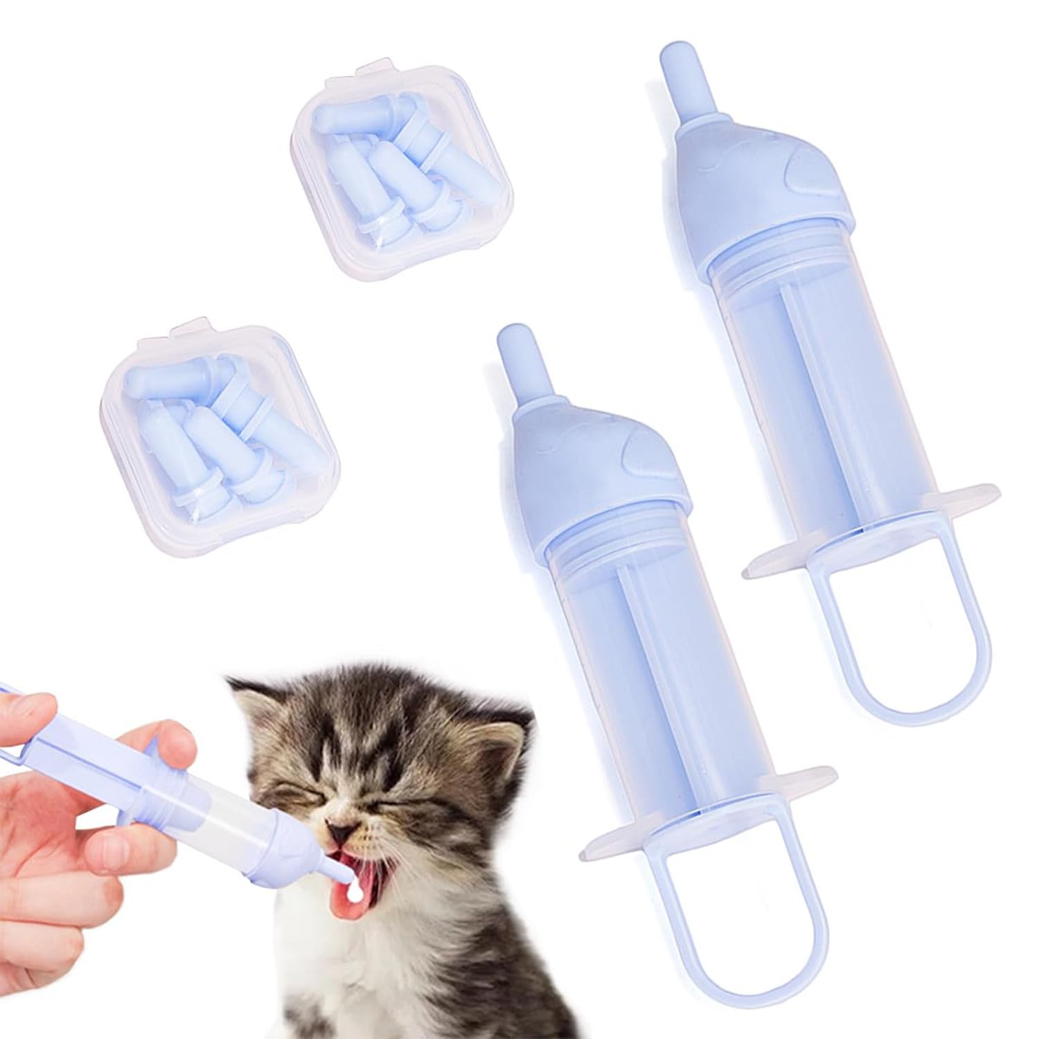 Zheigaoxea Kitten Bottle Feeding Kit for Nursing Milk Bottles for Feeding Newborn Puppies,Anti-chocking Design,with 2 Syringes and 10pcs Replaceable Nipples (Purple)