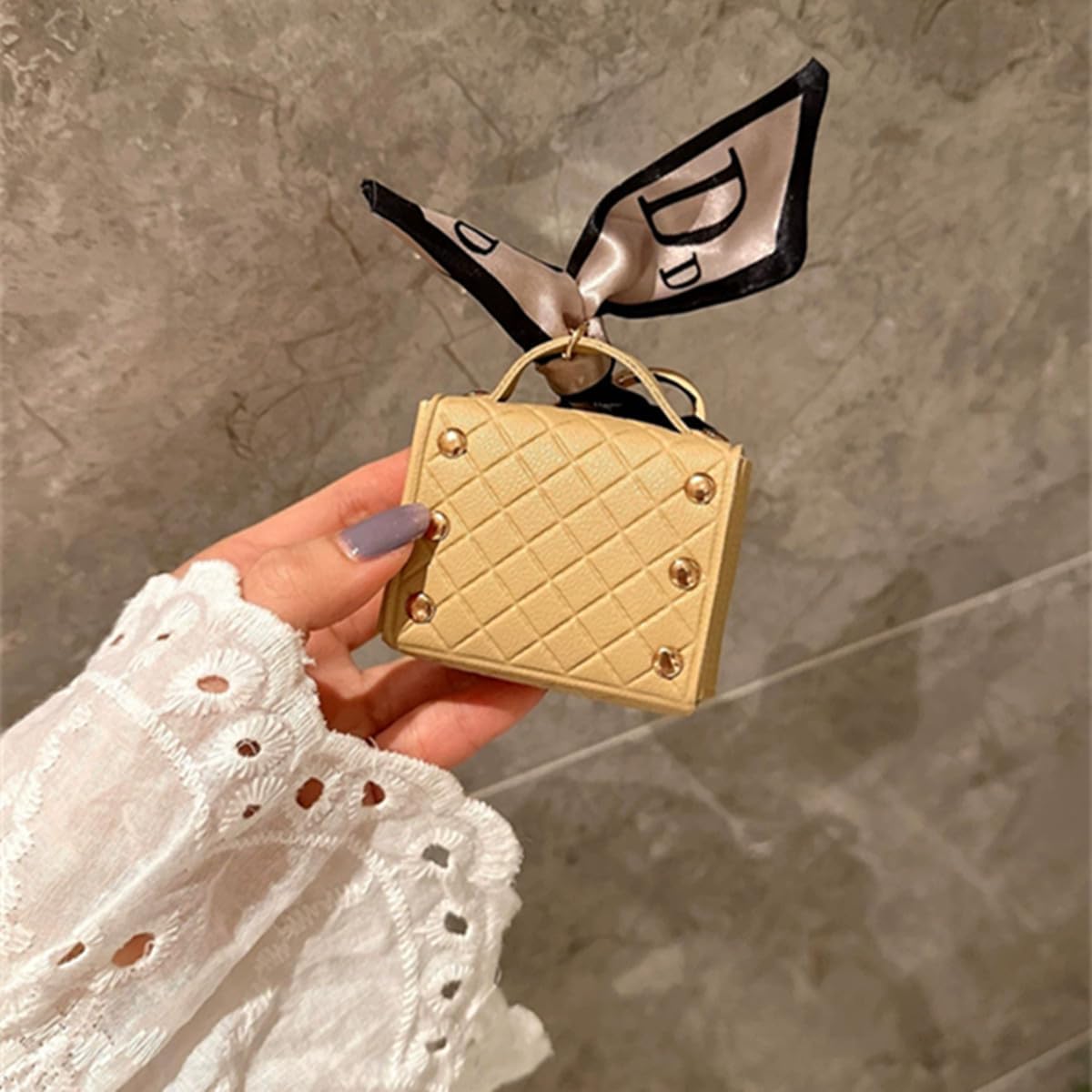 Mini Bag Compatible with Airpods Pro 3 (2025),for Airpods Pro/Pro 2,for AirPods 4th,3rd,2nd,1st Generation Case for Women,Cute Leather Cover with Crossbody Strap (Yellow) image 4