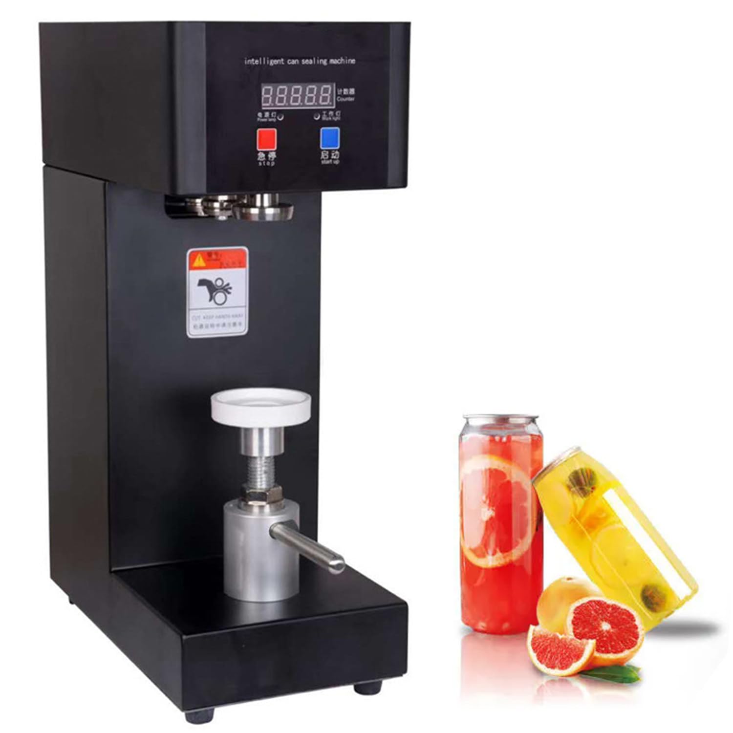YNIYUJKL Automatic Can Sealing Machine - 180W Soda Can Sealer For Plastic, Glass, And Tin Cans - Adjustable Height For Juices, Bubble Tea, And Beer,Black