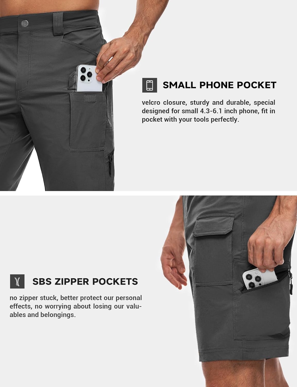 Moosehill Men's Hiking Cargo Shorts Quick Dry Work Shorts for Men Casual Tactical with 7 Pockets Waterproof No Belt - Image 4