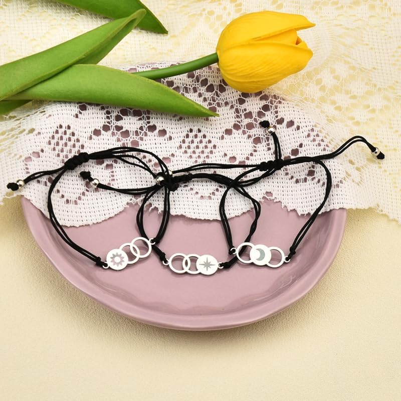 Sisadodo Best Friend Friendship Gifts for Friends Birthday Christmas Bracelet Gift for Besties Sun Moon Star Matching Bracelets - Image 3