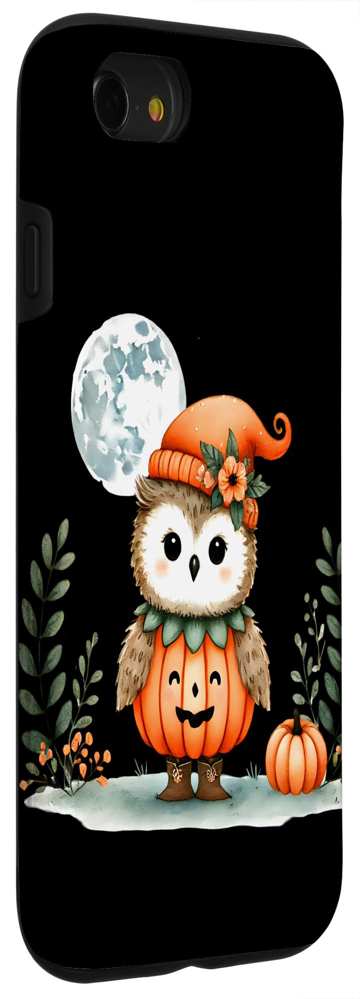 iPhone SE (2020) / 7 / 8 Halloween Owl With Pumpkin Costume Full Moon Case - Image 3