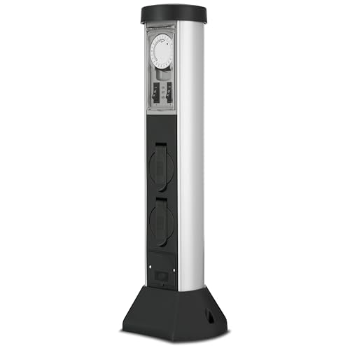 REV Gartensteckdose SilverCraft - 2-Fach Steckdosensäule mit...