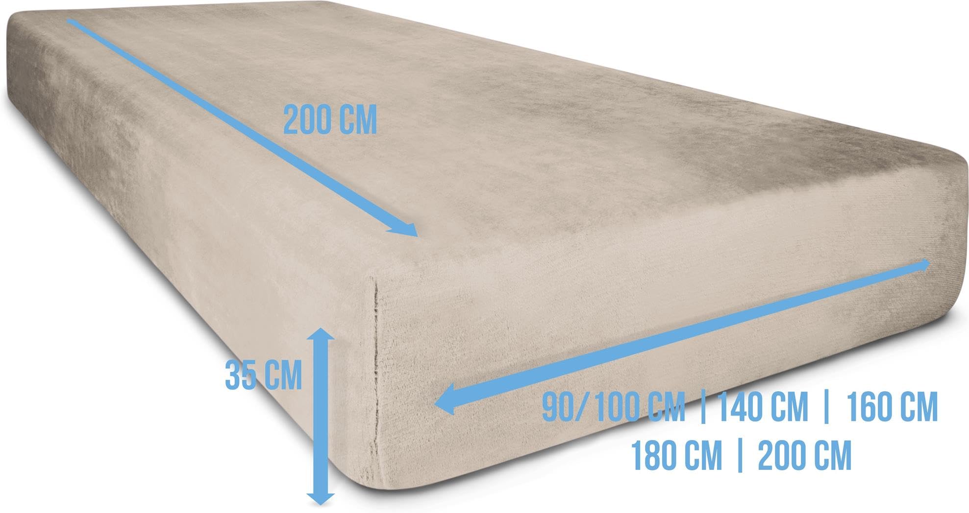 2 weiche Flanell Spannbettlaken mit Cashmere Touch und 35 cm Steghöhe - Bettlaken aus Jersey Fleece - warmes Winter Spannbetttuch Laken Farbe Taupe Größe 160 cm x 200 cm