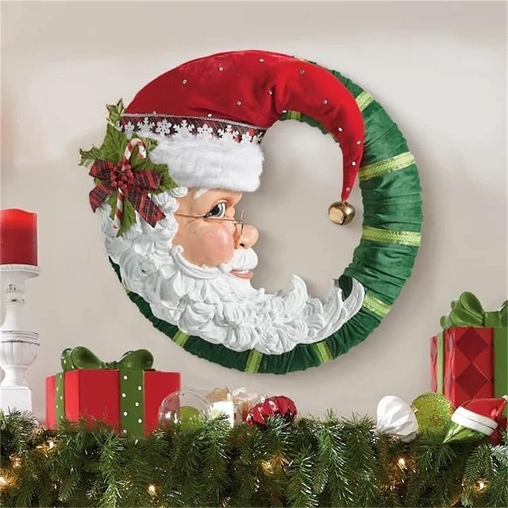 2 Pc Christmas Jolly Santa Wreath Decorations Paste Window Paste Stickers Party Sculpture Christmas (Color : A Size : 20 x 30cm)