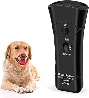 Innefier Anti Barking Device Ultrasonic Dog Deterrent Handheld Dog Repeller Trainer Waterproof Mini Dog Bark Control Device Rechargeable with 3 in 1 Bark Control Tool with LED Flashlight