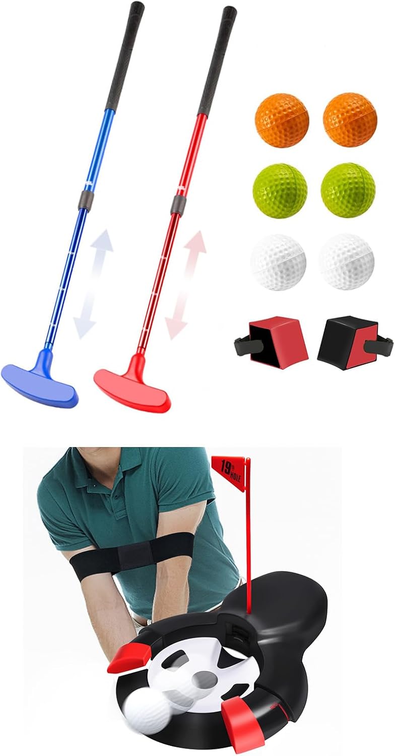 Golf Gift Portable Putter Set Kit with Automatic Ball Hole-Cup for Travel Indoor Golf Putting Practice