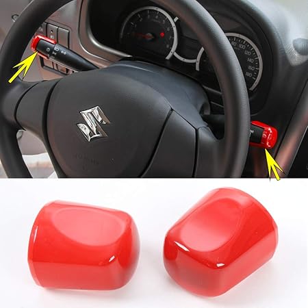 Amazon スズキ ジムニー Jimny Suzuki 07 17 ジムニー ハンドルワイパーターンシグナルプルロッド操作レバーカバーステッカー ジムニー アクセサリー おしゃれ 2点セット Abs レッド シフトレバー 車 バイク