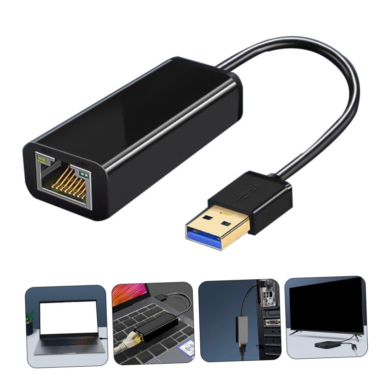 Hemobllo 3pièces Adaptateur USB Ethernet Convertisseur Réseau pour Pc Et Ordinateurs Portables Connectivité Rapide Jusqu à Mbps Pratique pour Bureau Gaming Compatible avec Tous