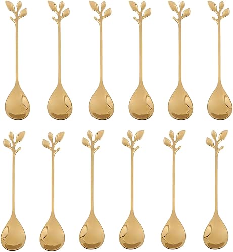 Miniatura 11 de Cuchara de café creativa de acero inoxidable con flores, cucharas de sopa de azúcar, cucharas para remover té helado de 4.8 pulgadas, cucharas de