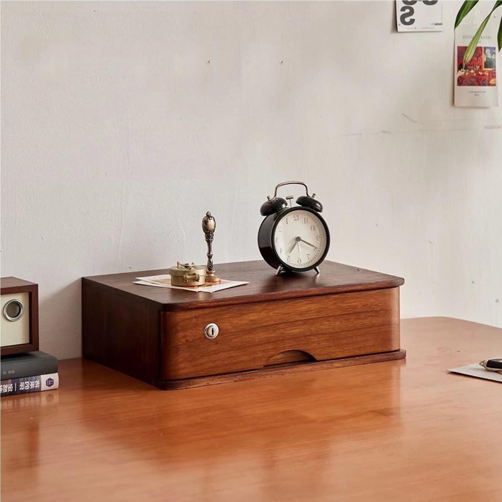 Armadietto da scrivania in legno con serratura, perfetto per casa, ufficio, archiviazione e organizzazione multi funzionale, scatola da scrivania per documenti e forniture (1 strato)