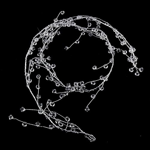 Miniatura 5 de Guirnalda de cuentas de cristal E-outstanding de 47.2 in47 pulgadas de plástico transparente con corona de flores artificiales con diamante falso