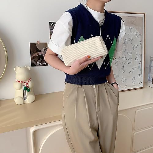 Miniatura 6 de Bolsa de maquillaje de 2 piezas, bolsa de cosméticos a cuadros, bolsa grande de aseo de viaje, bonita bolsa de maquillaje para brochas de maquillaje