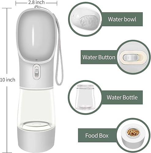 Miniatura 4 de Cappaw Botella de agua para perros para caminar dispensador de agua portátil para perros diseño multifuncional y desmontable paquete de alimentos