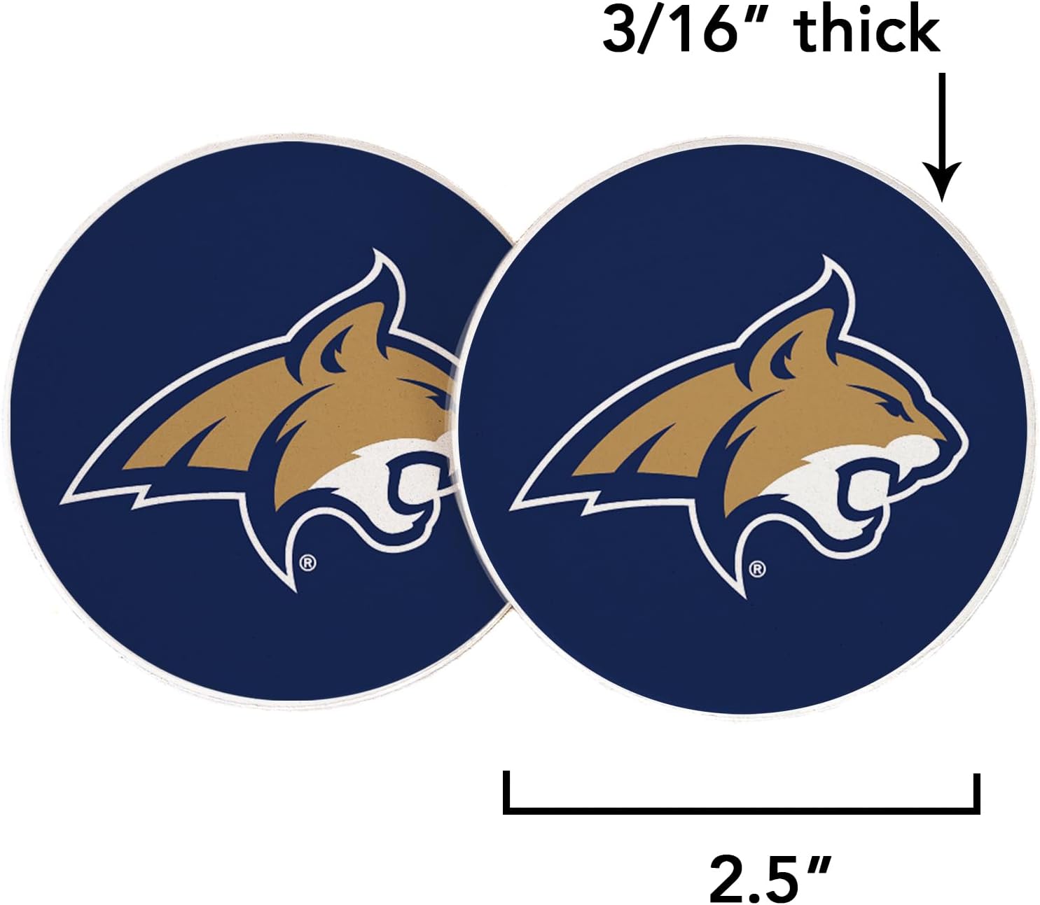 Desert Cactus Montana State University Car Coaster Bobcats MSU Absorbent Sandstone Car Cup Coasters Set of 2 (Design A) - Image 2