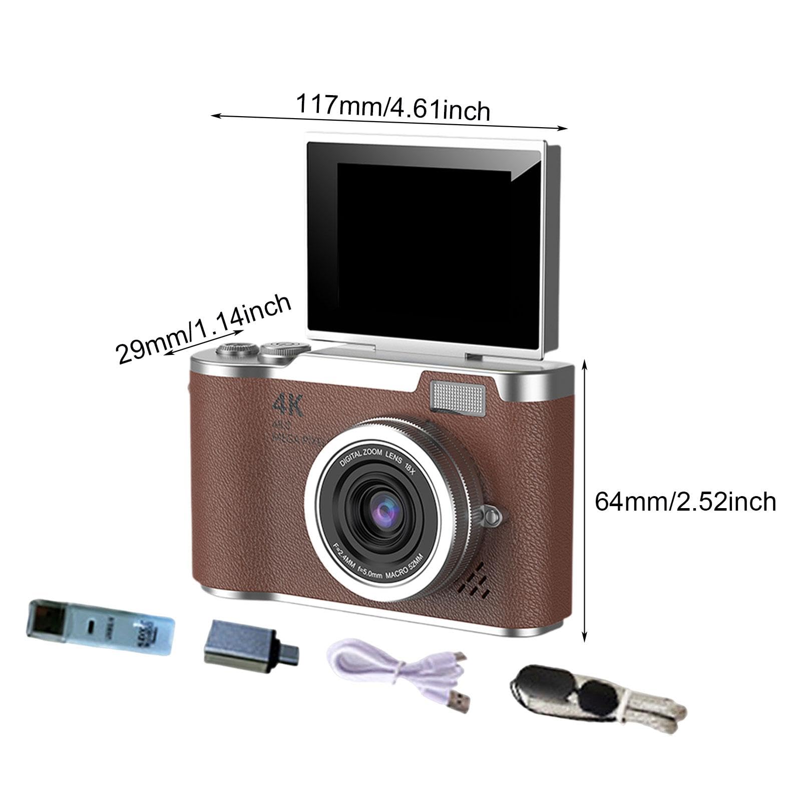 Appareil Photo Numérique 48 MP, 8X, Idéal pour Les étudiants et Les Débutants, Couleur Marron Thanksgiving