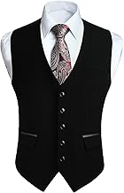 Enlision Men's Suit Vest, Business, Solid, Formal, Glossy, Casual, Waistcoat, Wedding, Gentleman's, V-Neck, 5 Buttons, 2 Pockets, 8 Colors Available, Large Size, Spring, Summer, Autumn, Winter