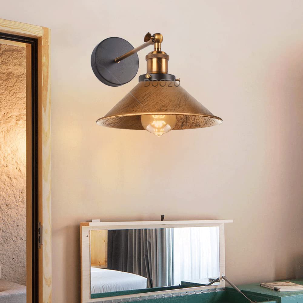 2 Piezas Aplique de Pared industrial Lámparas de Pared E27 Iluminación Interior Luz de Pareds ø22cm Metal Ajustable Lámparas para Salón Pasillo