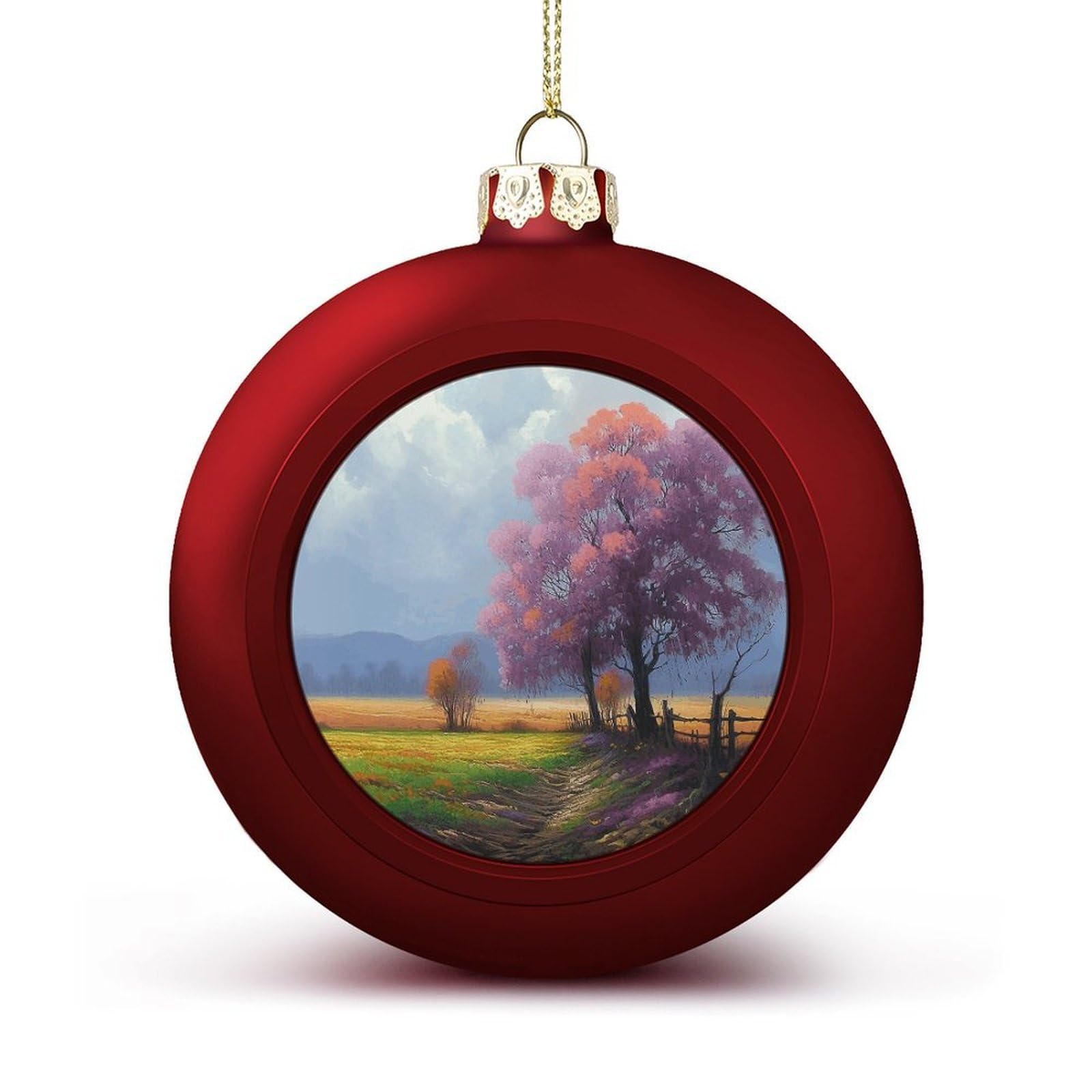Sapin de Noël boule incassable et décor paysage de saison festif