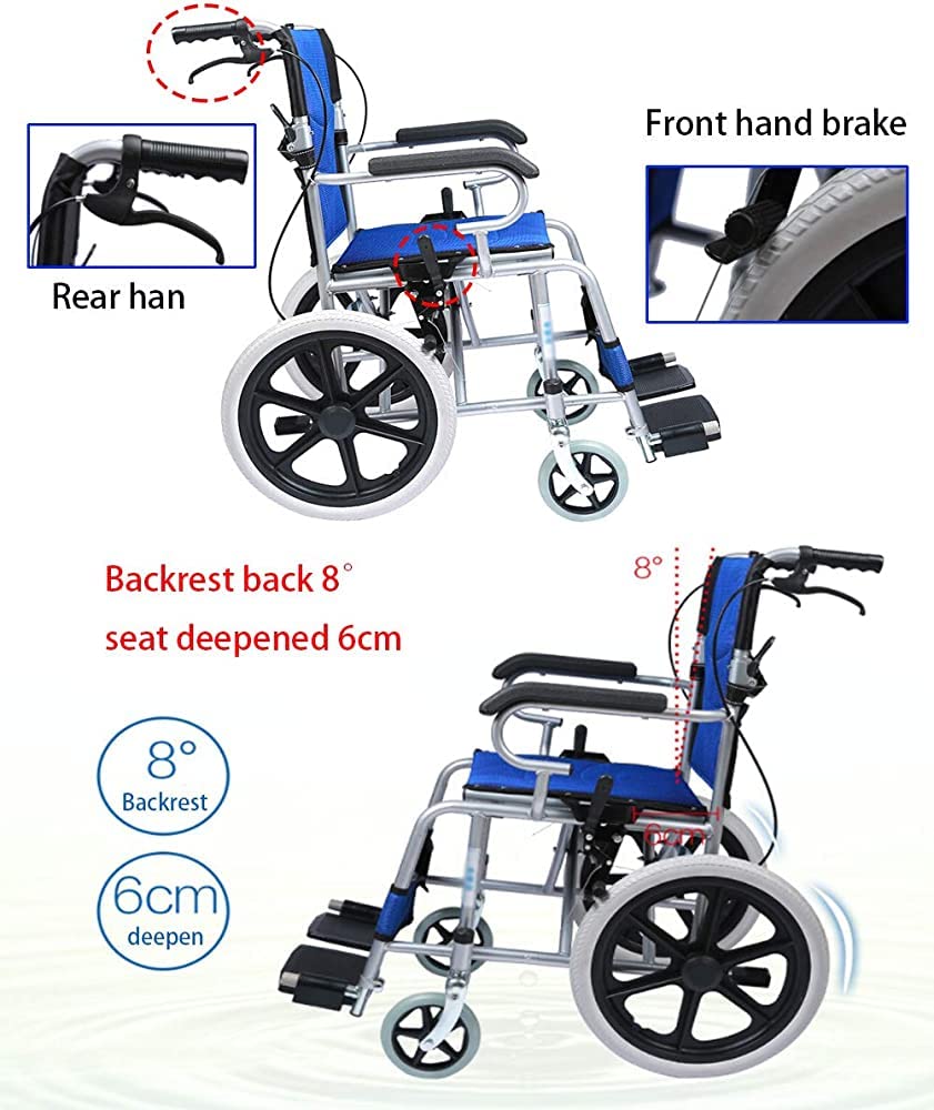 Lekki Wózek Inwalidzki, Lekki Aluminiowy Transport Z Siedziskiem 46 Cm - Składany Wózek Inwalidzki Do Transportu I Przechowywania