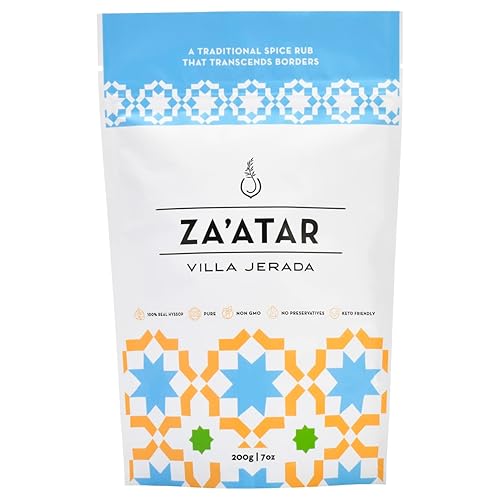 Villa Jerada, Za'atar con hisopo (ZaatarZatarZahtar), bolsa de 7.05 oz, proveniente de mujeres palestinas e israelĂes que trabajan más allá de las Villa Jerada, Za'atar con hisopo (ZaatarZatarZahtar), bolsa de 7.05 oz, proveniente de mujeres palestinas e israelĂes que trabajan más allá de las