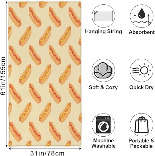 Miniatura 2 de Toalla de playa para perros calientes para adultos y niños, toalla de piscina ligera de microfibra de secado rápido, absorbente, sin arena, 31 x 61