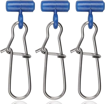 FUSIGO Fishing Line Sinker Sliders Duo Lock Snaps, 25pcs High Strength Fishing Sinker Slides with Hooked Snap Fishing Line Connector for Saltwater Fishing Tackle (25pcs Blue)
