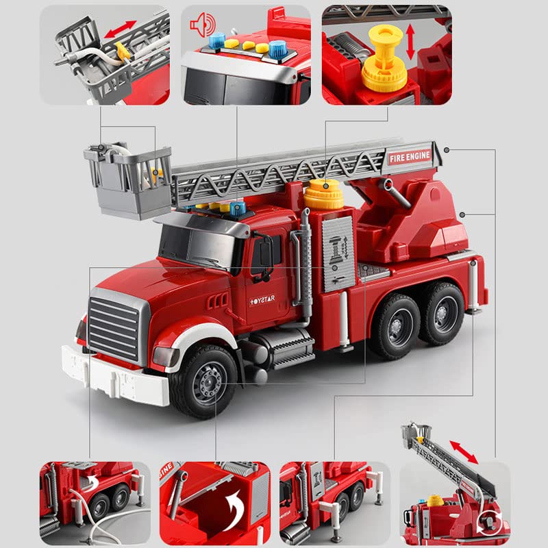 Image of Dwi Dowellin Kids Fire Truck Toys for 3 4 5 6 Years Old Boys, Fire Rescue Vehicle with Shooting Water,Lights and Sounds