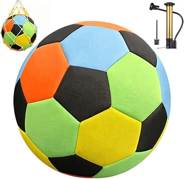 Indoor Soft Football for House Home, Training Ball Standard Size 4, Soft Sponge Foam Soccer Ball with Pump, Needle and Mesh Bag for Inside Your Home and Yard