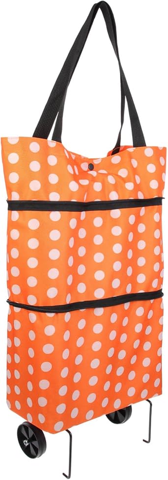 Foldable Shopping Cart with Wheels Portable Grocery Tote Handheld Vegetable Bag for Reusable and