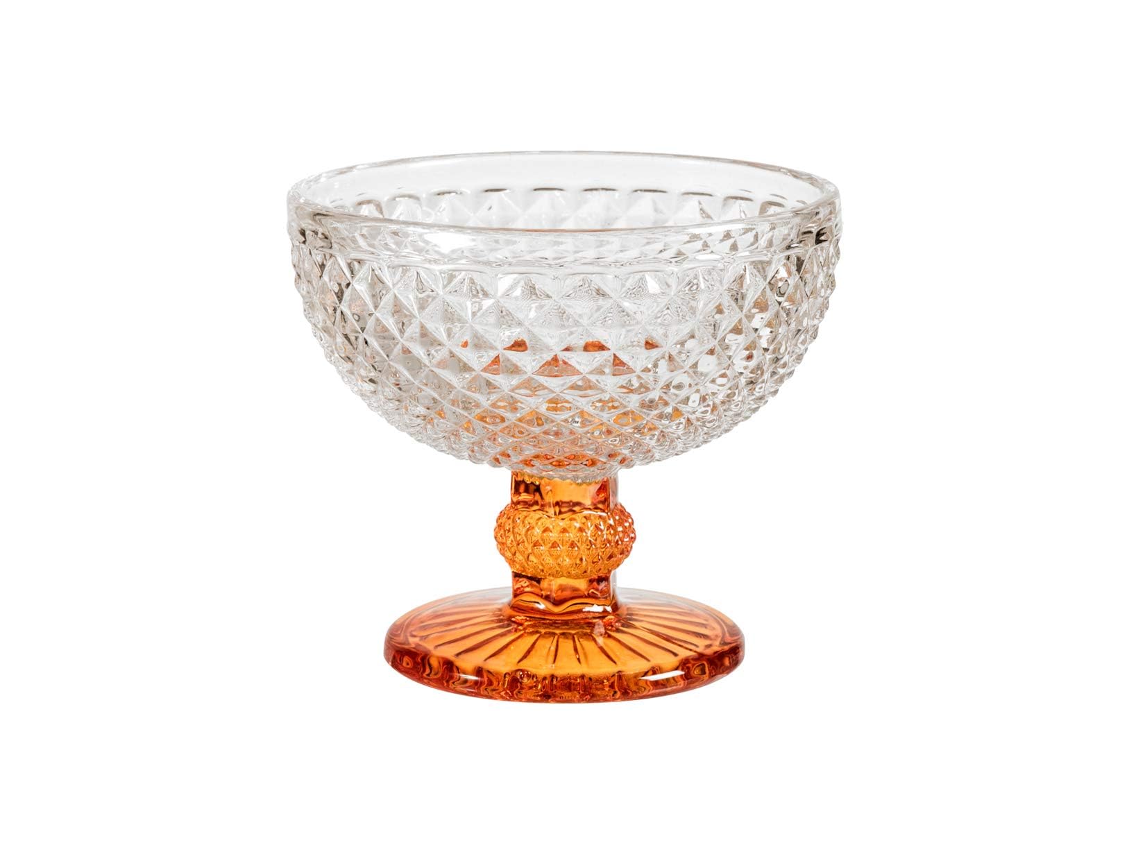 H&H Diamantato Set 6 Coppe, Vetro, Base Arancio, 11cm