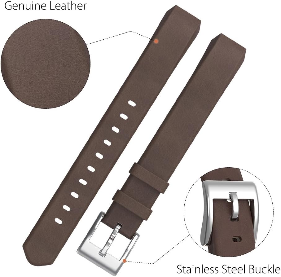 Henoda Replacemnt Leather Bands Compatible with Fitbit Alta/Fitbit Alta HR, Classic Genuine Leather Wristband, Small Large, No Tracker
