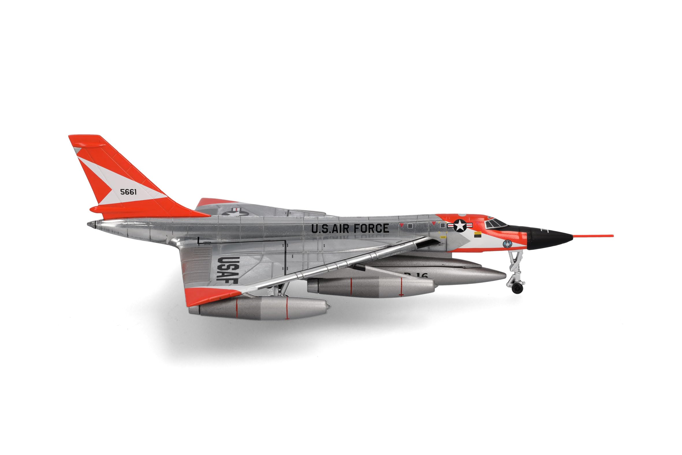 herpa 573160 Military, U.S. Air Convair XB-58 Hustler-B-58 Test Force, 1940, Scale 1:200-Model, Collector's Aircraft, Miniature Decoration, Army Plane Made of Metal Model, 1:200