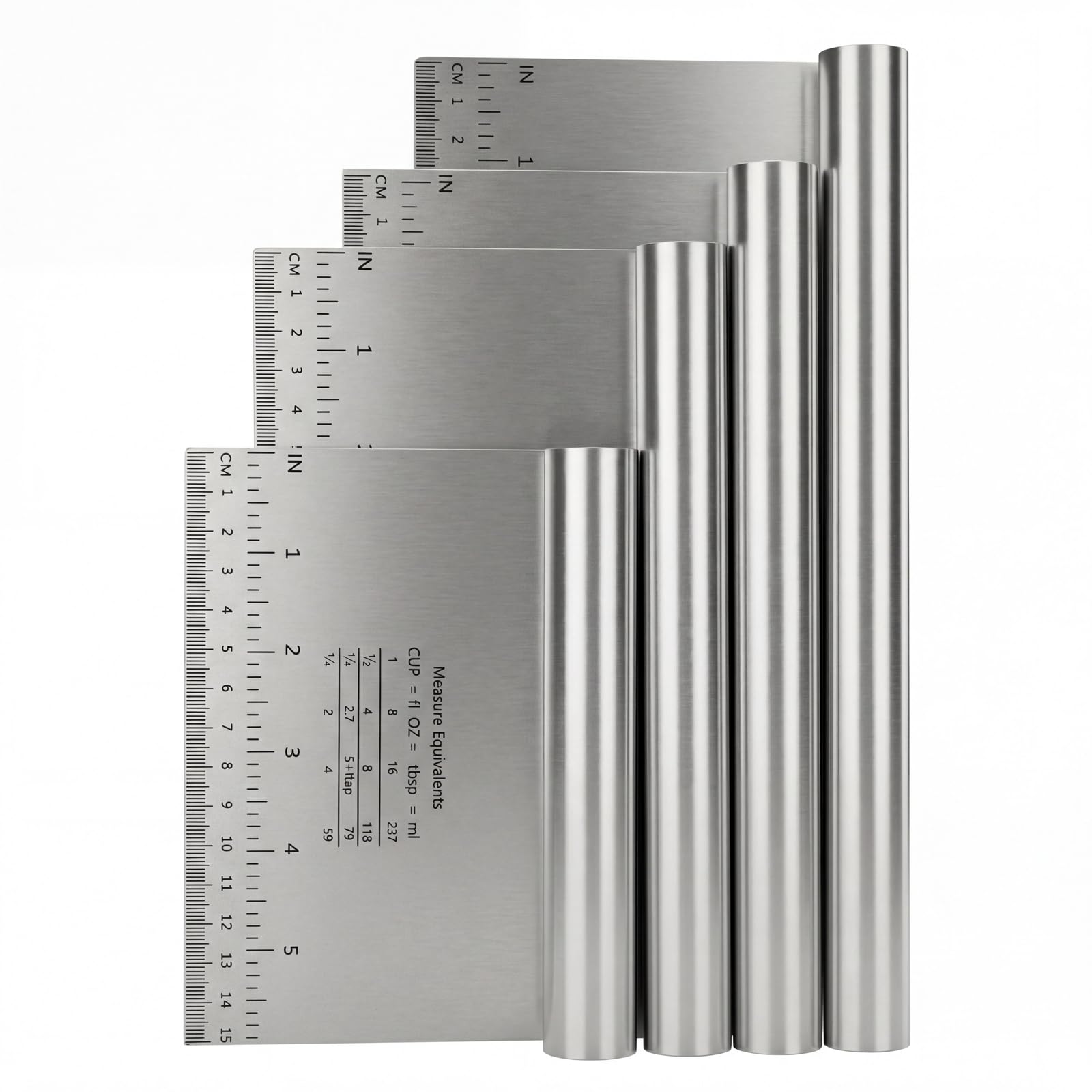 4 Pcs Bench Scraper Stainless Steel Dough Scraperss, Pastry Pizza Bread Dough Cutter and Scrapers, Kitchen Scraper for Food Scrapers, Metal Vegetable Chopper for Kitchen Cooking Bread Making Tools