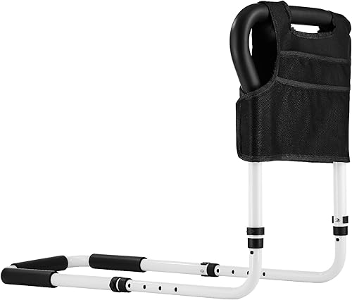 Miniatura 7 de Rieles de cama para adultos mayores, soporte de mango ajustable de seguridad para personas mayores y pacientes con bolsa de almacenamiento, se