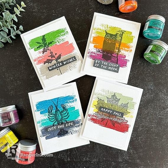 Tim Holtz Ranger Embossing Glaze Bundle - 21 Favorites Color Collection Distress Embossing Glaze Jars - with Trebbies Detail Sticks