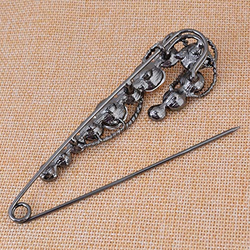 Image of 4.1 inch Vintage Rhinestone Crystal Flower Large Safety Pins Brooch Cardigan Scarf Sweater