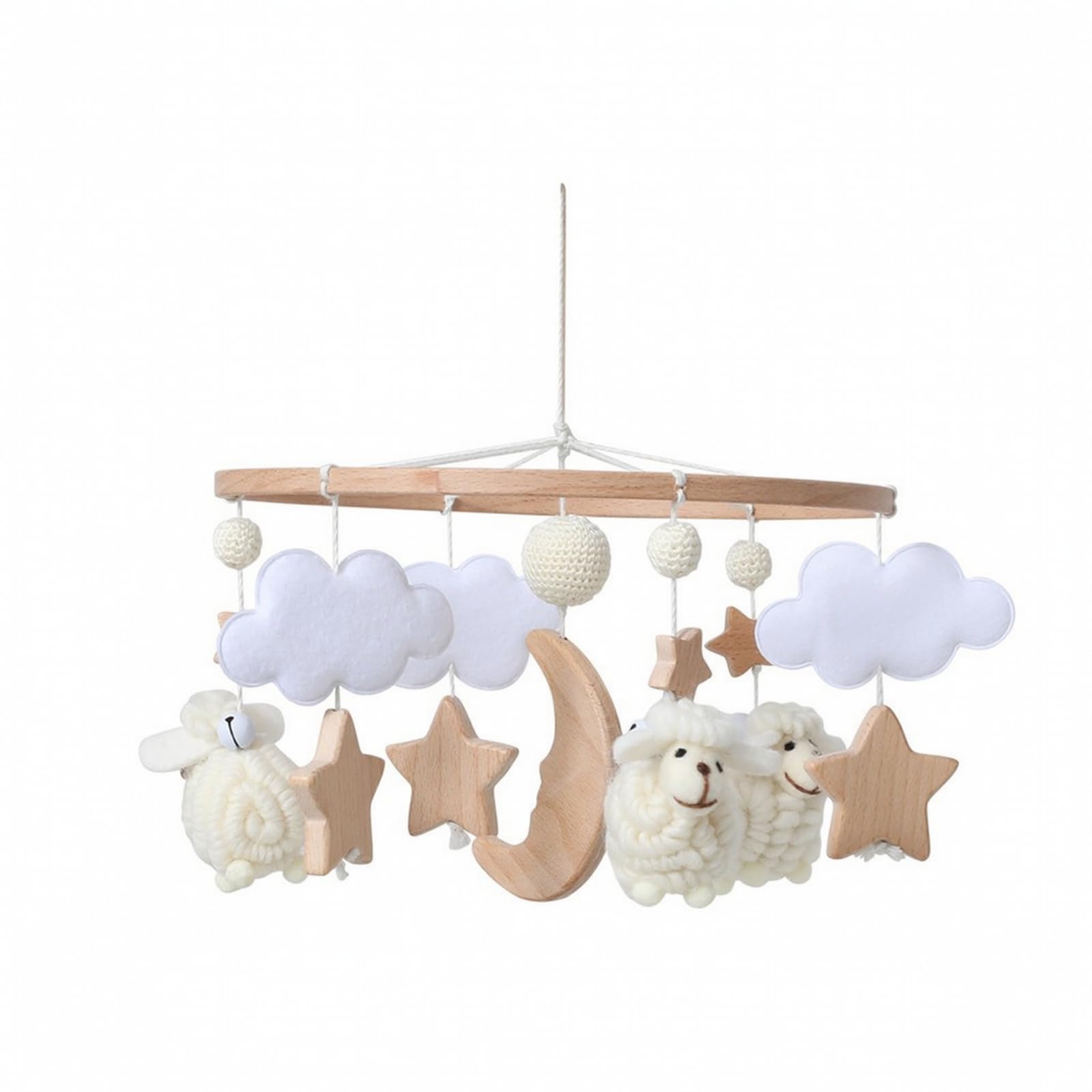 kowaku Giostrina con Pendenti Sicuro Struttura in Legno, Leggero, Mobile per Culla con Campanellino, Cameretta, Alpaca