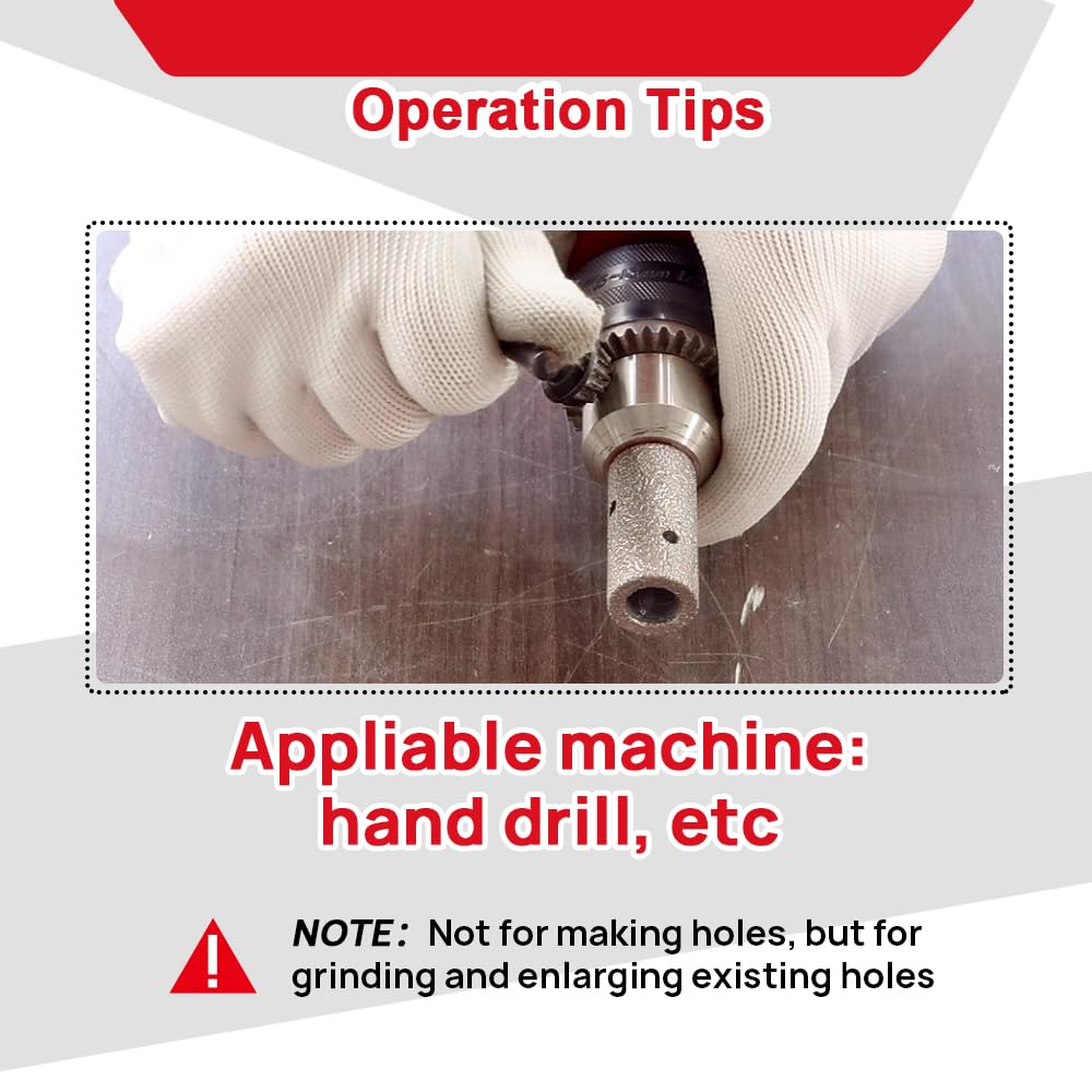 DT-DIATOOL Diamond Finger Milling Bit 10mm Hex Shank Enlarging Existing Holes of Porcelain Tile Marble Countertop Vacuum Brazed Diamond Grinding Bit - Image 4