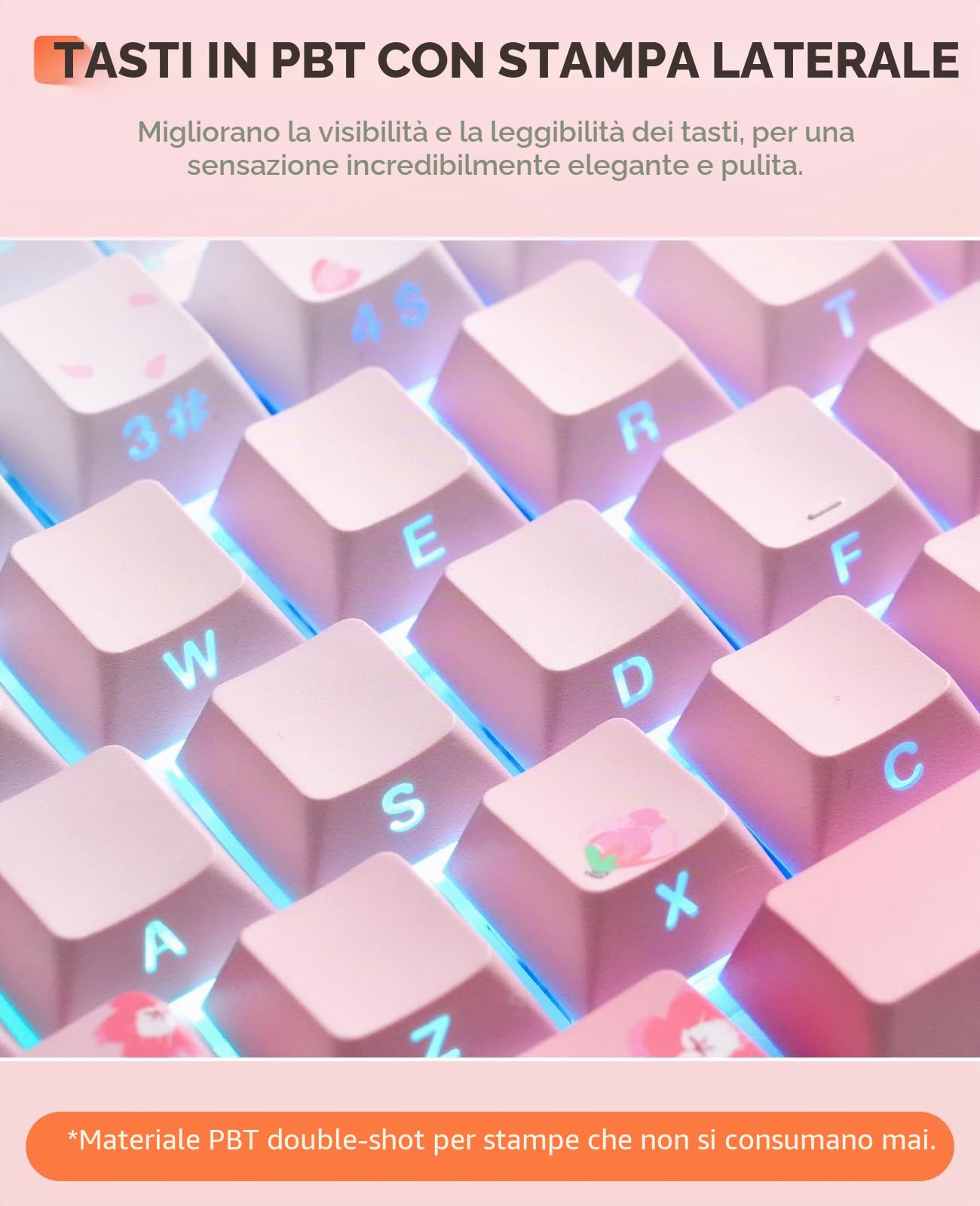DAREU EK98PRO Sakura Rosa Tastiera meccanica gaming, tripla modalità BT/2,4GHz/USB-C, interruttori lineari pre-lubrificati, personalizzabile con sostituzione a caldo per Win/Mac