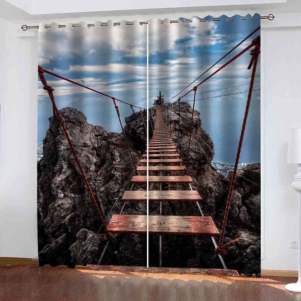Rideau occultant anti bruit et froid motif paysage pour fenêtres de chambre et salon