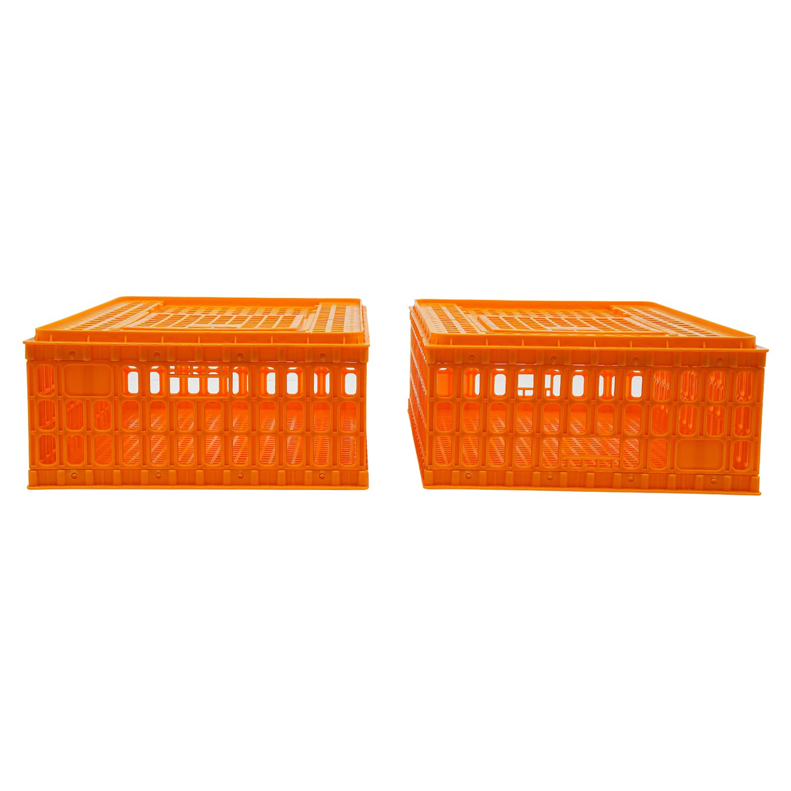 2 Stück Kunststoff Geflügel-Transportkiste, Orange Robuster Transportkäfig Geflügeltransportkiste Reisekiste mit Schiebetür 77x55x27cm Transport von Hühnern Enten Wachteln und Kaninchen