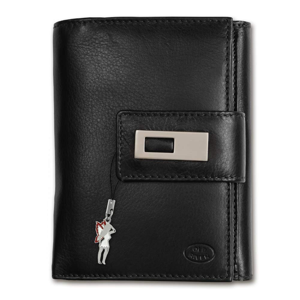 Old River Damen Herren Portemonnaie Geldbörse schwarz Leder 11x3x14cm OPD701F Leder Portemonnaie
