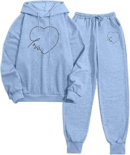 Traje de chándal de dos piezas para mujer, chándal para mujer, conjunto deportivo de un solo color, 2 piezas, sudaderas con capucha y pantalones deportivos, traje de ocio, ropa de ocio