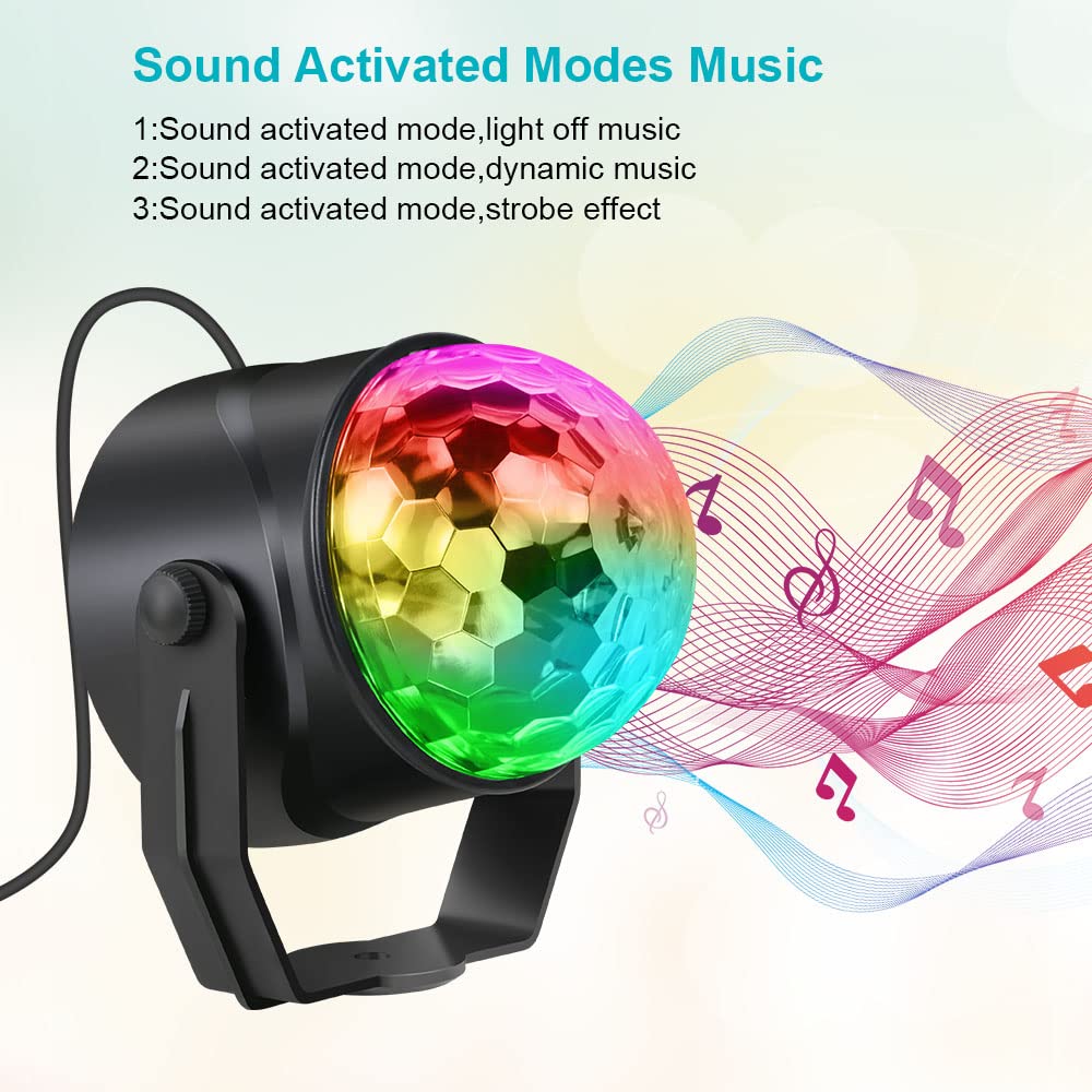 URAQT Luci Discoteca LED, 360 ° Ruotabile Musica Attivata Telecomando Luci da Festa, 7 RGBP Colori Fari per Illuminazione Palco per Natale, Bar, Club, Festa, Riunione di Famiglia (2 Pezzi)