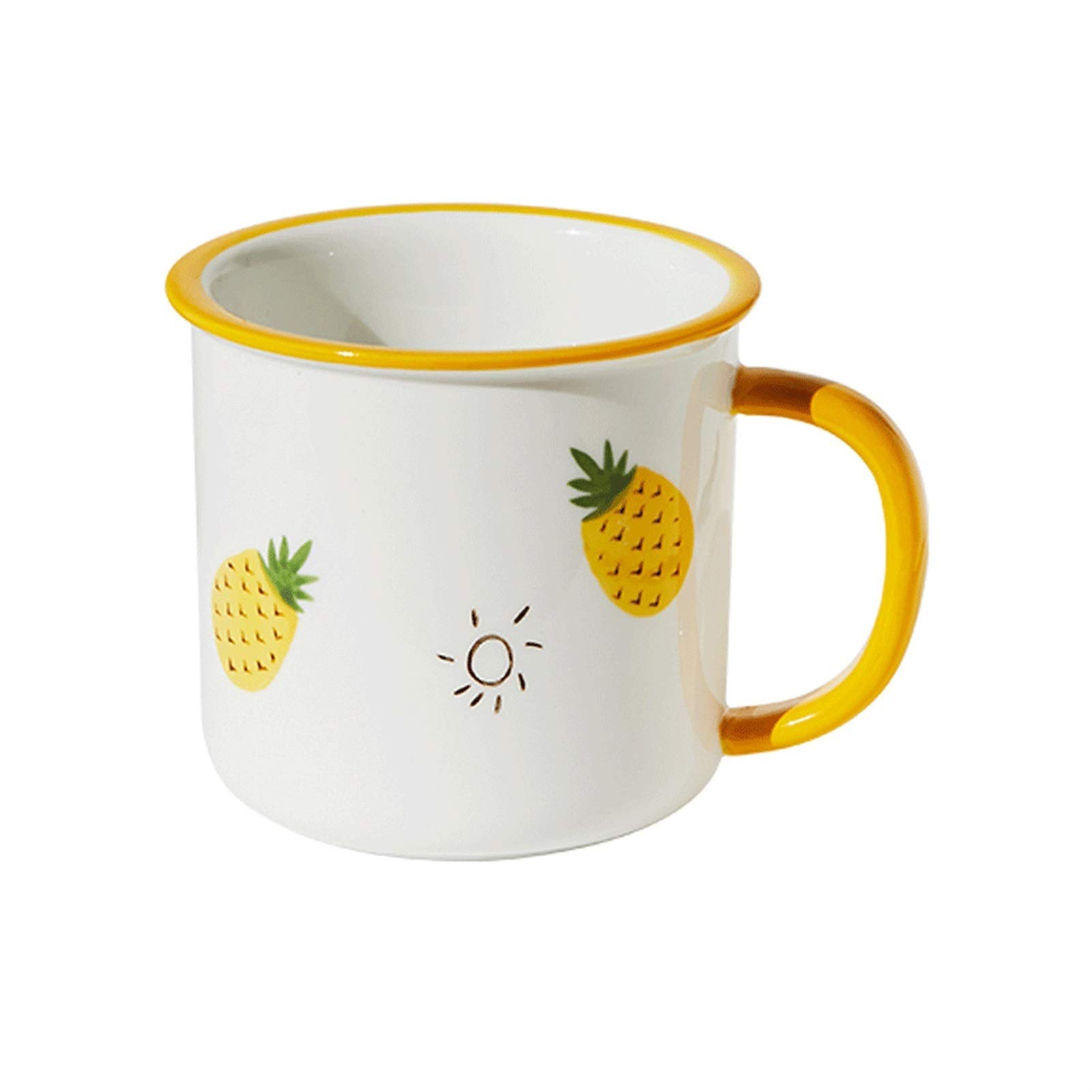 Kaffeetasse Obst Kreative Nachahmung Emaille Tasse Persönlicher Haushalt Milch Kaffee Keramik Tasse Wasserbecher für Zuhause Büro (Orange)