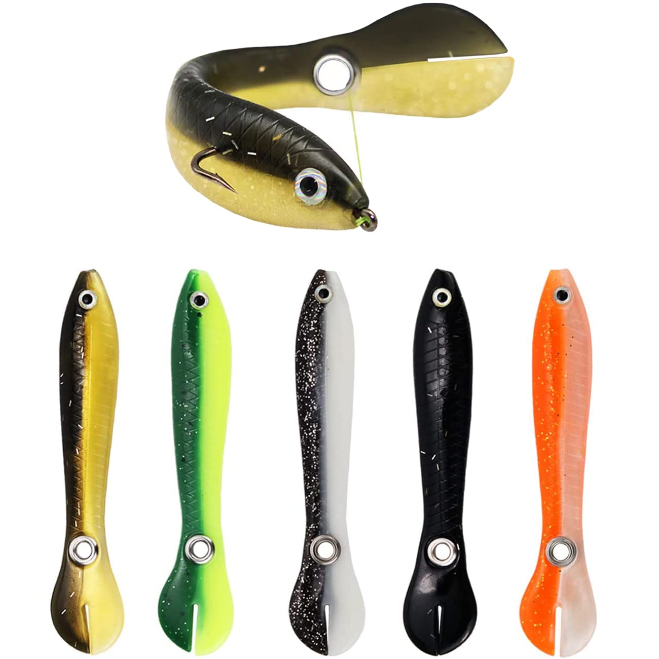 Soft Bionic Fishing Lures, Bionic Fishing Lure for Saltwater & Freshwater, Creative Realistic Finshing Lure Fishing Accessory, Bionic Swimming Lure, Suitable for Fishing Lovers Outdoor (5 Pcs)