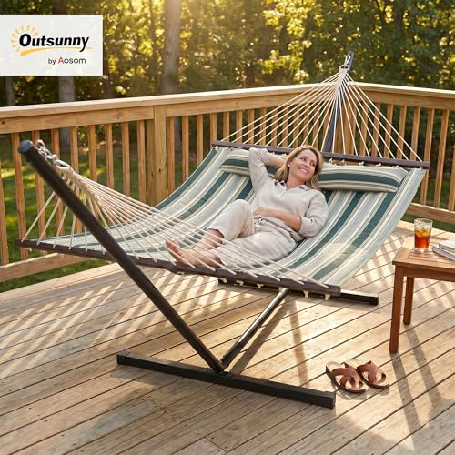Hamac sur pied Outsunny 353 cm avec support acier et coussin - 3